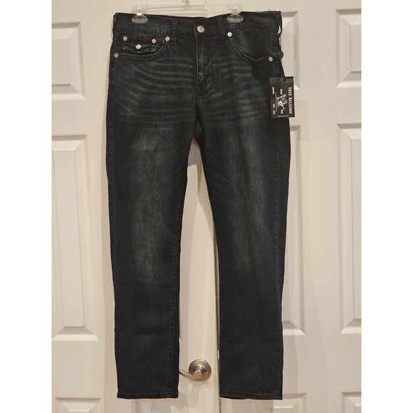 True Religion Geno Flap Big T Relaxed Slim Men's Jeans Indigo Sz-36X32 MSRP-$199 - Picture 1 of 13